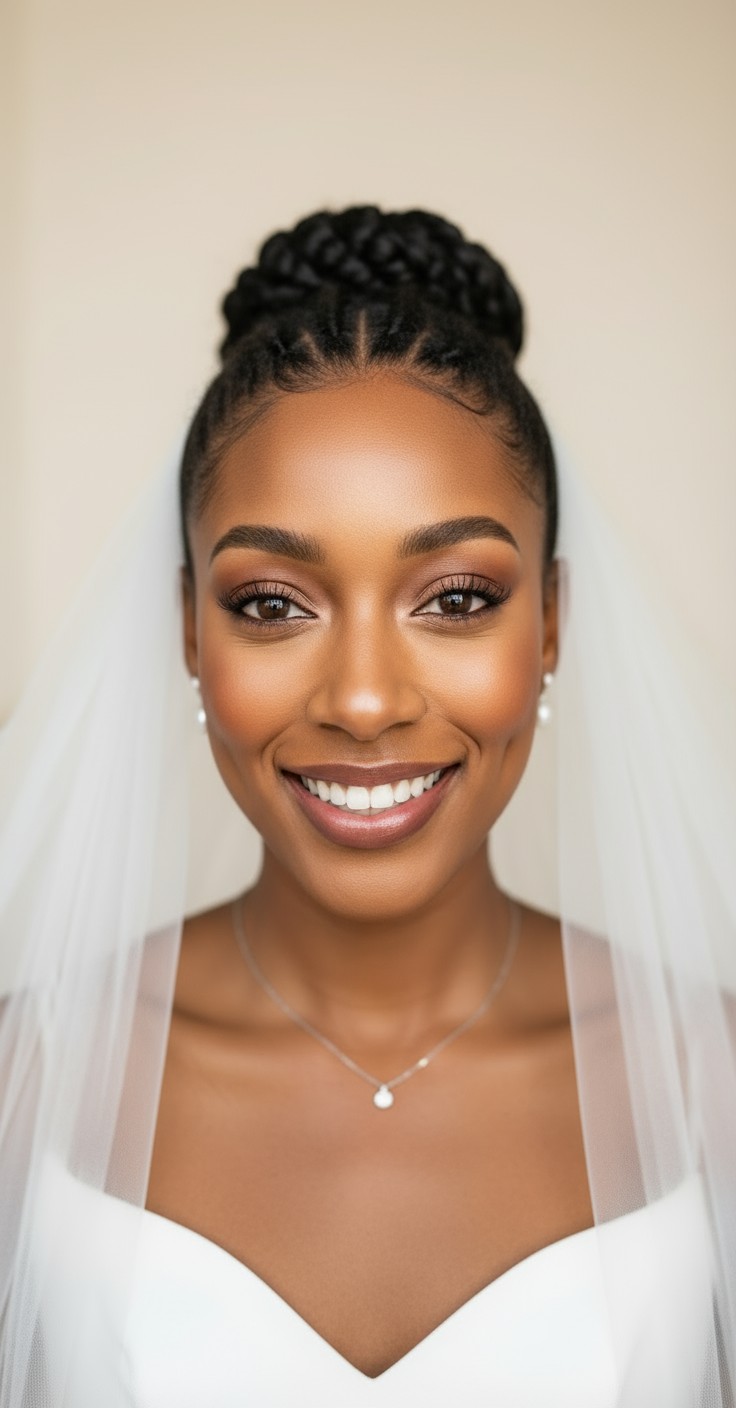 After Bridal Bun With Veil